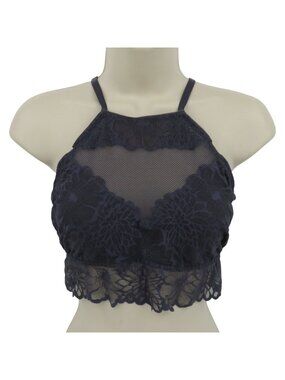 PINK Victorias Secret Women Large Lace Bralette Wireless Unlined Blue Gray